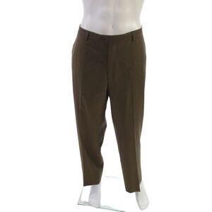 Santorelli Mens Brown Virgin Wool Dress Pants Button Inseam 30 Size 42